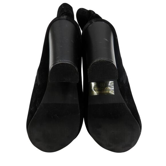 Chase & Chloe Ivy Ruched High Heel Ankle Booties Black Velvet Peep Toe Size 6 - Picture 6 of 9